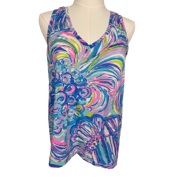 Lilly Pulitzer Tops - Lilly Pulitzer Tropical Print Racerback Tank Top Multicolor Size S